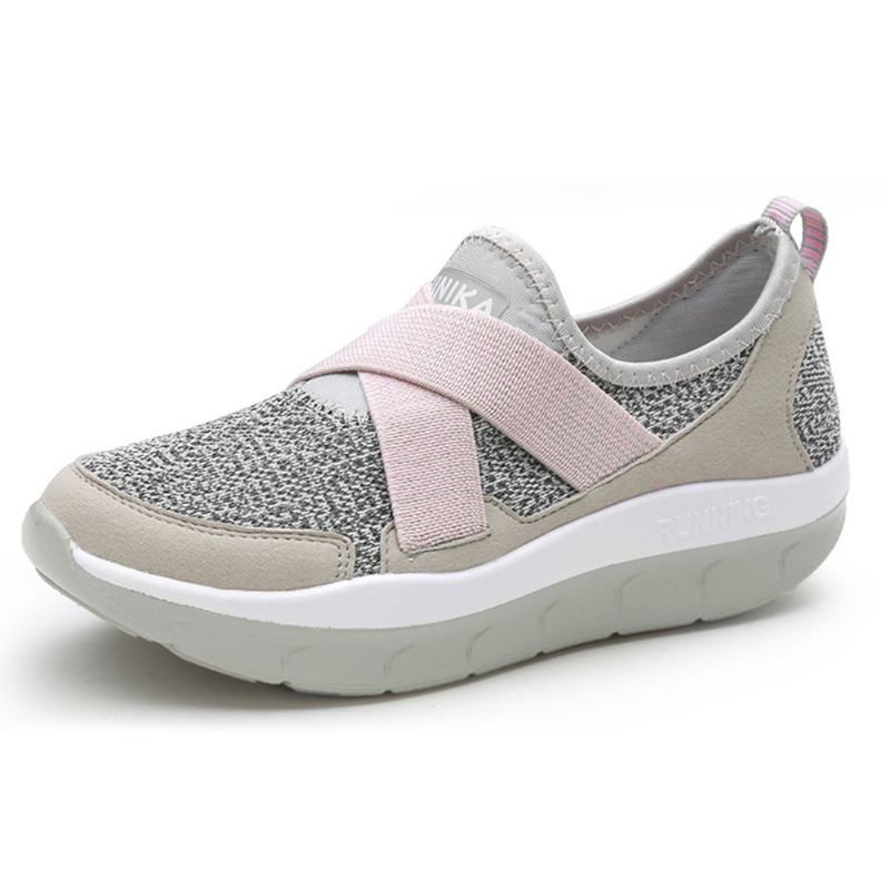 Kvinnor Elastiskt Band Platform Bekväma Mesh Sneakers