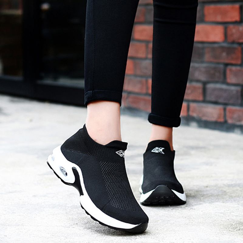 Kvinnor Light Mesh Walking Casual Slip On Sneakers