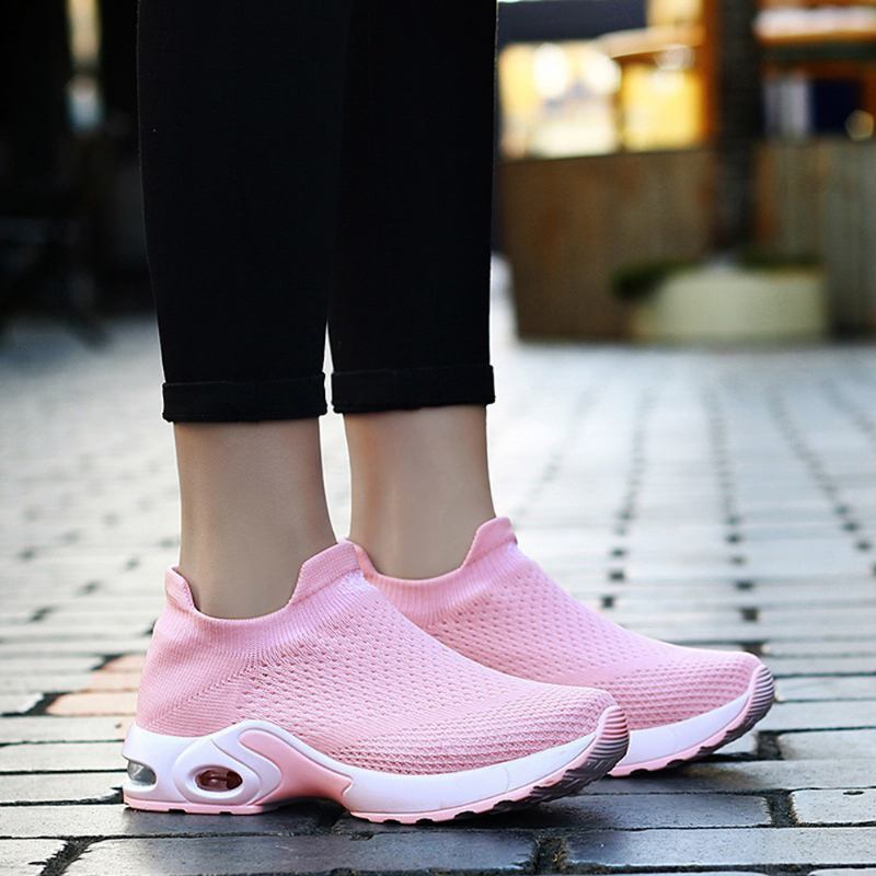 Kvinnor Light Mesh Walking Casual Slip On Sneakers