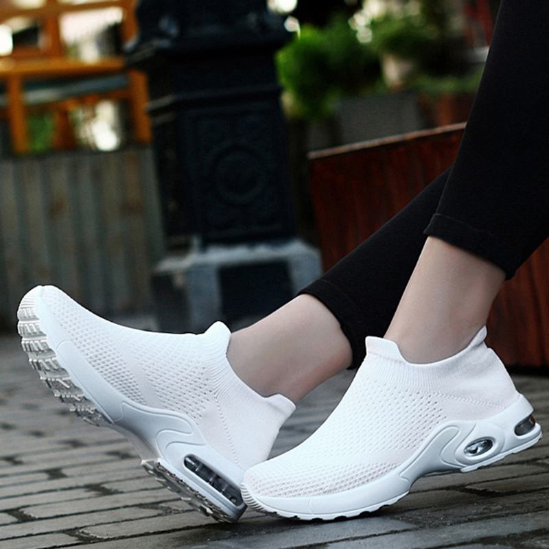 Kvinnor Light Mesh Walking Casual Slip On Sneakers