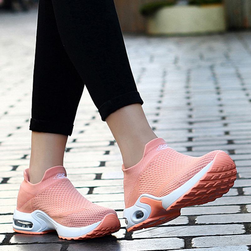 Kvinnor Light Mesh Walking Casual Slip On Sneakers