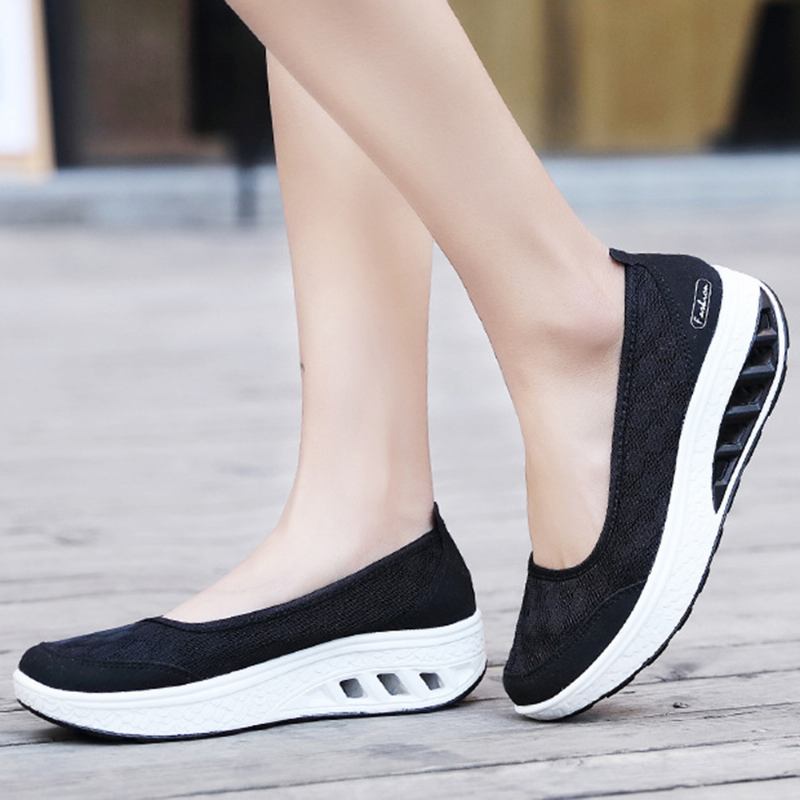 Kvinnor Mesh Splicing Sport Casual Lace Up Platform Sneakers