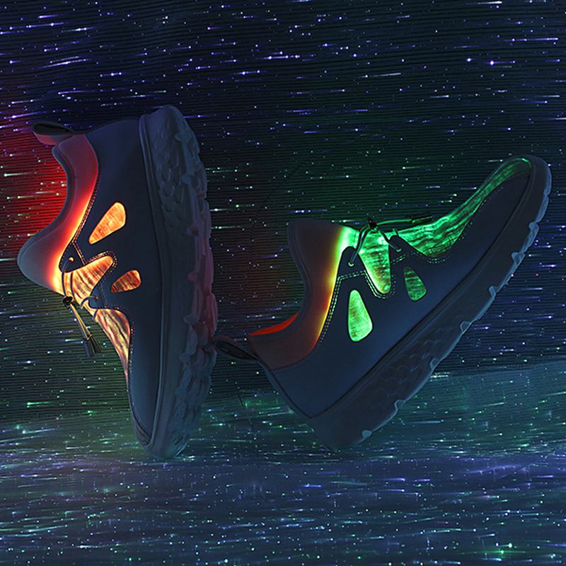 Lyser Upp Skor Usb-laddning Färgglada Led Walking Sneakers