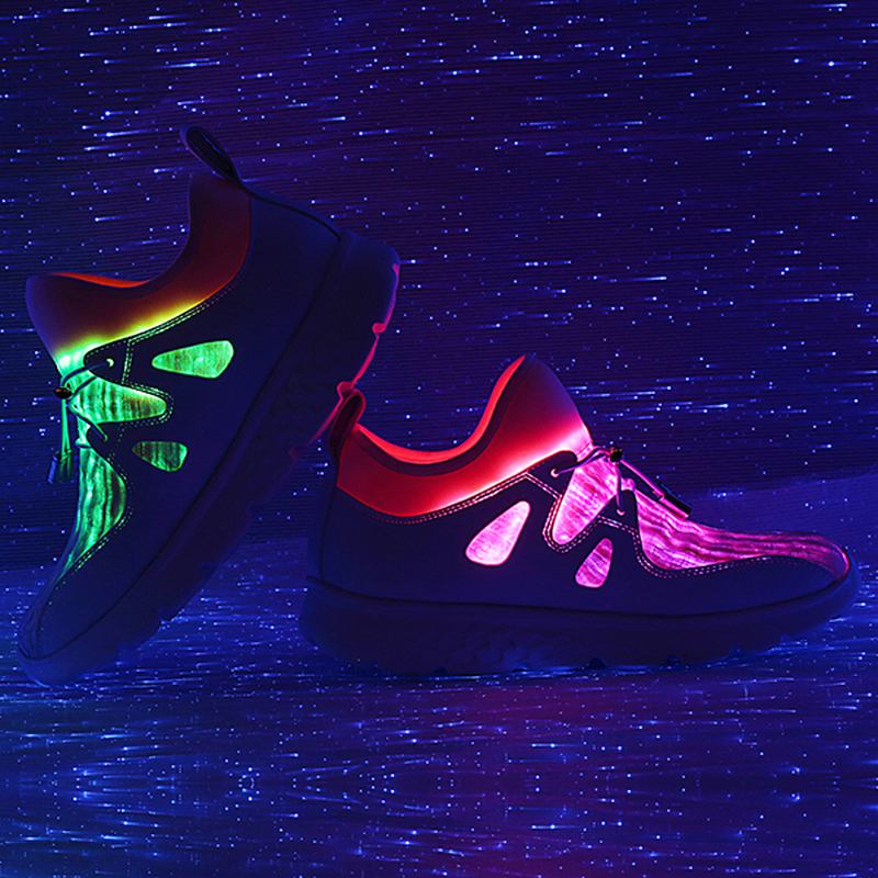 Lyser Upp Skor Usb-laddning Färgglada Led Walking Sneakers