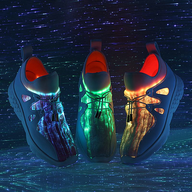 Lyser Upp Skor Usb-laddning Färgglada Led Walking Sneakers