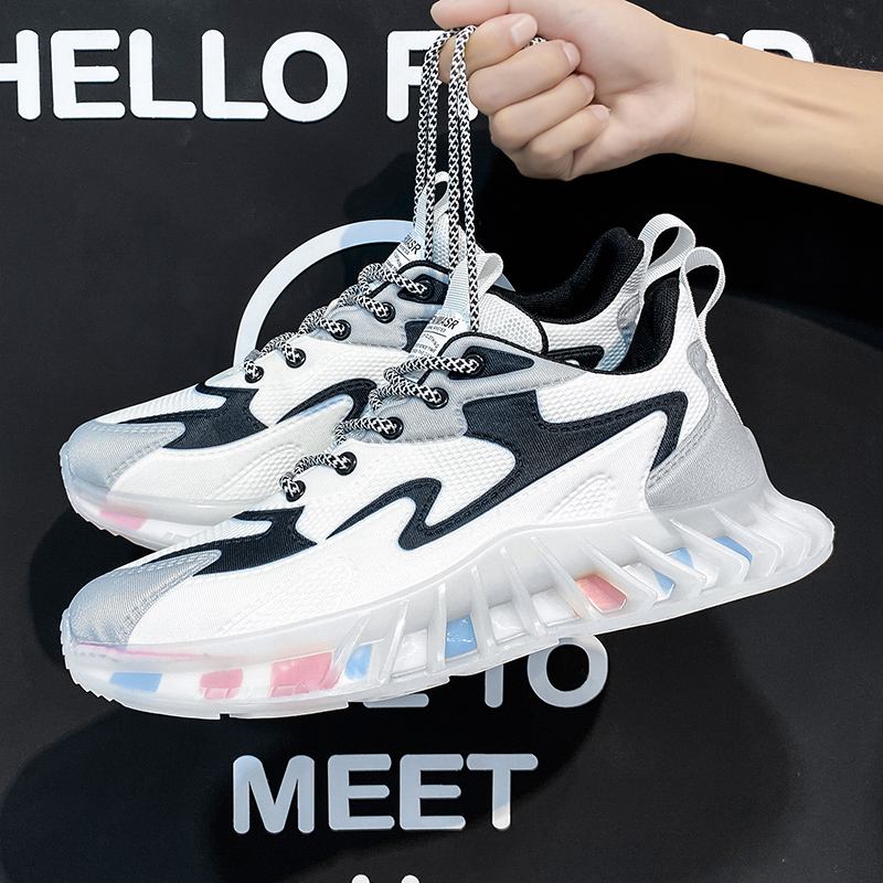 Män Andas Mjuk Jelly Sole Mesh Splicing Färg Crush Casual Sports Sneakers