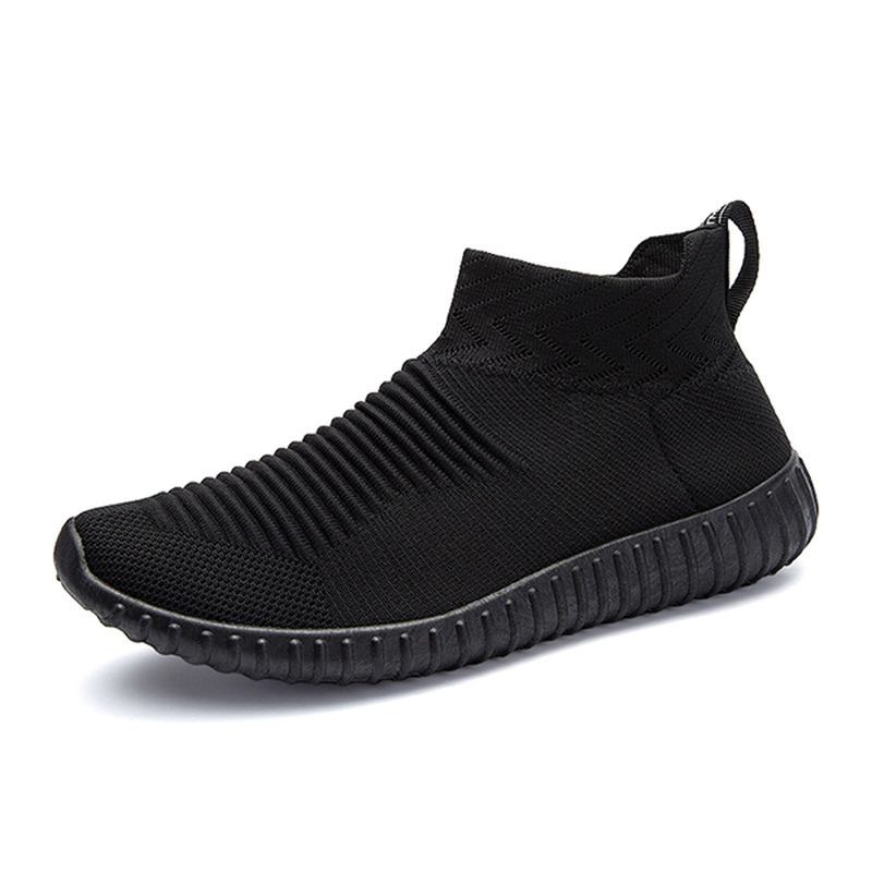 Män Bekvämt Stickat Tyg High Top Slip On Sneakers