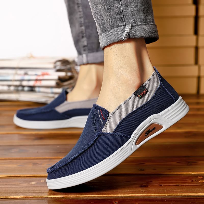 Män Canvas Andas Mjuk Sula Halkfri Brief Court Casual Walking Shoes