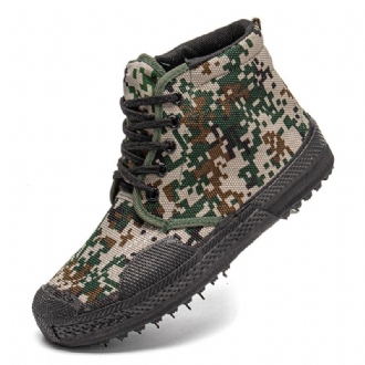 Män Canvas Kamouflagemönster Slitstarkt Andningsbart Gummi Vulkaniserat High-top Liberation Skor Militär Träningsskor Sneakers Sportskor