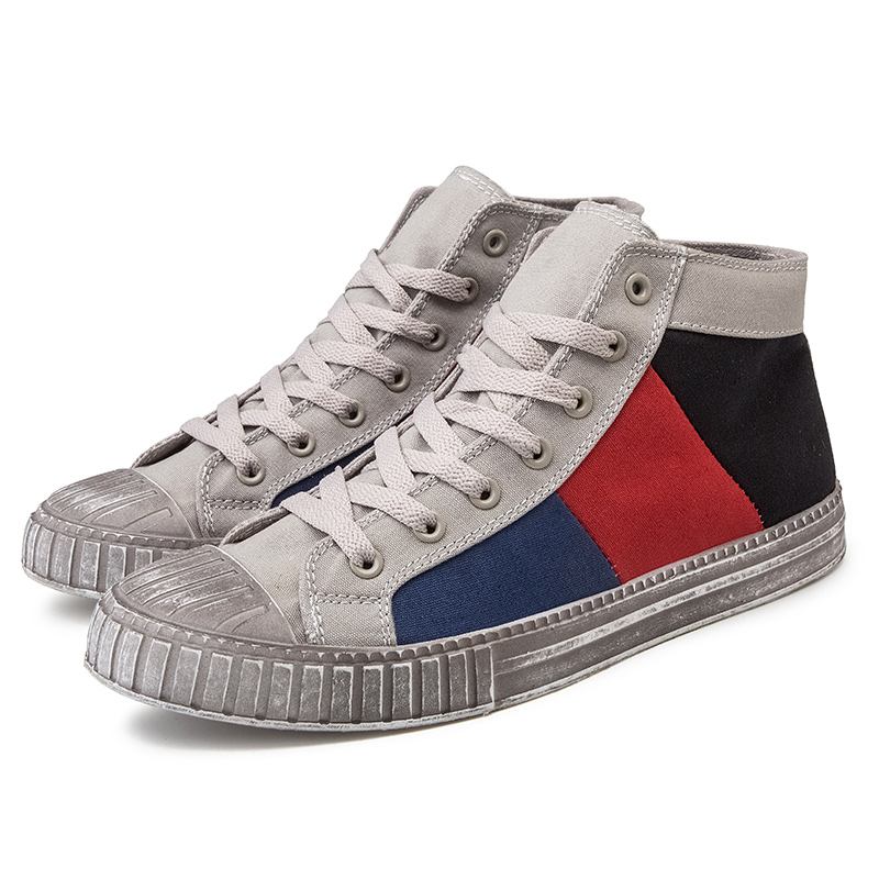 Män Colorblock Canvas High Top Snöra Sport Casual Trainers