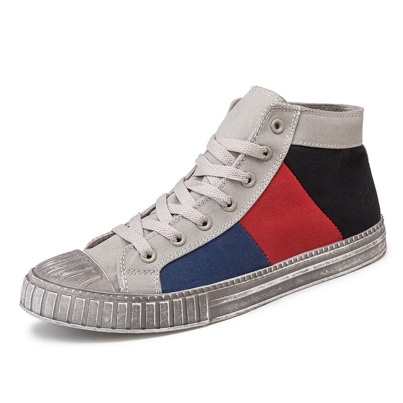 Män Colorblock Canvas High Top Snöra Sport Casual Trainers