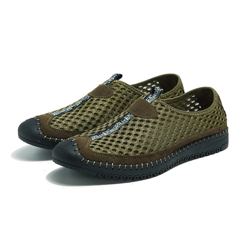 Män Mesh Anti-collision Toe Handsömmar Casual Flats Sneakers