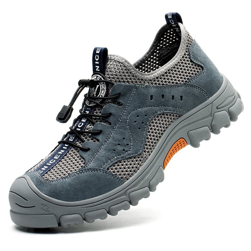 Män Mesh Hollow Out Andas Halkfri Tå Skyddad Splicing Working Casual Shoes