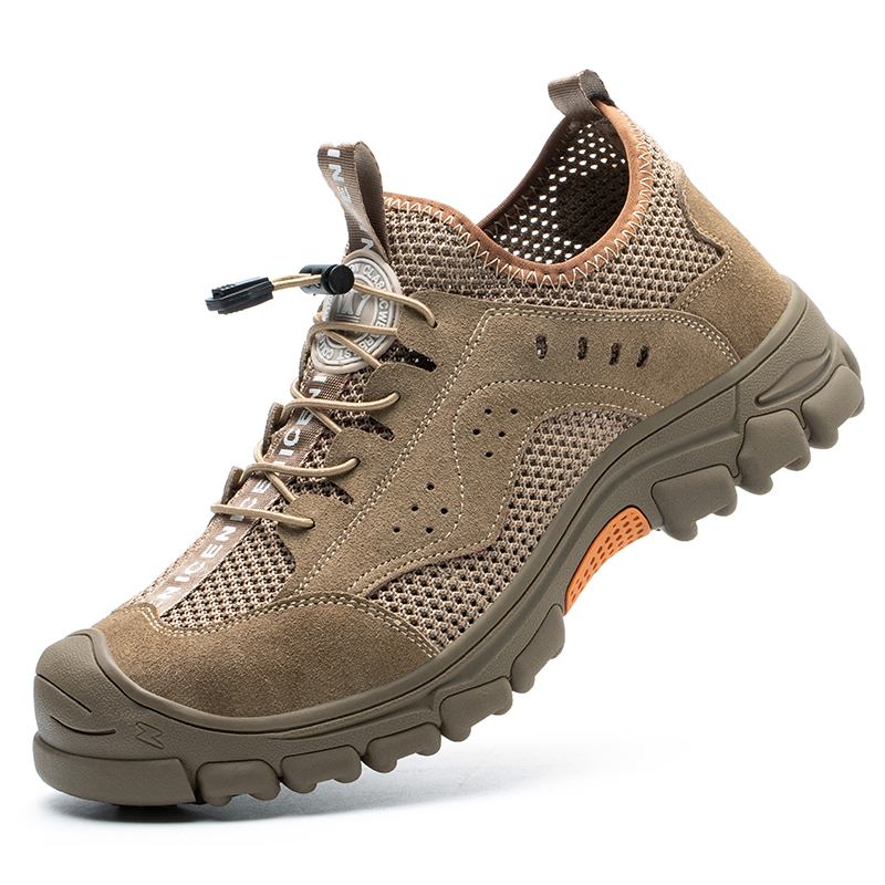 Män Mesh Hollow Out Andas Halkfri Tå Skyddad Splicing Working Casual Shoes