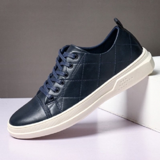 Män Ren Färg Microfiber Läder Halkfri Mjuk Sula Casual Sneakers