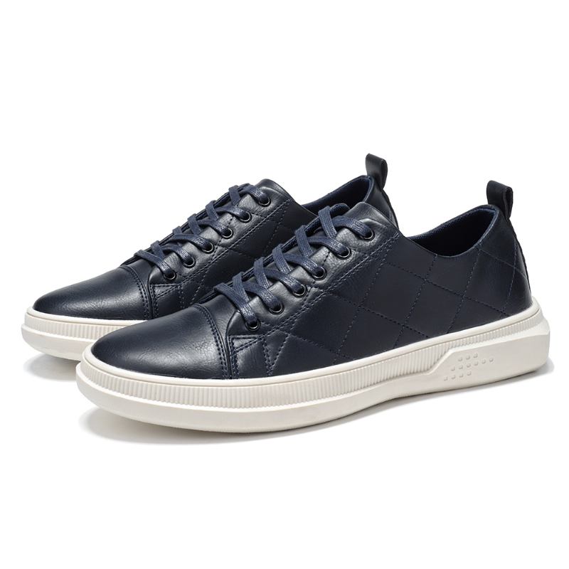 Män Ren Färg Microfiber Läder Halkfri Mjuk Sula Casual Sneakers