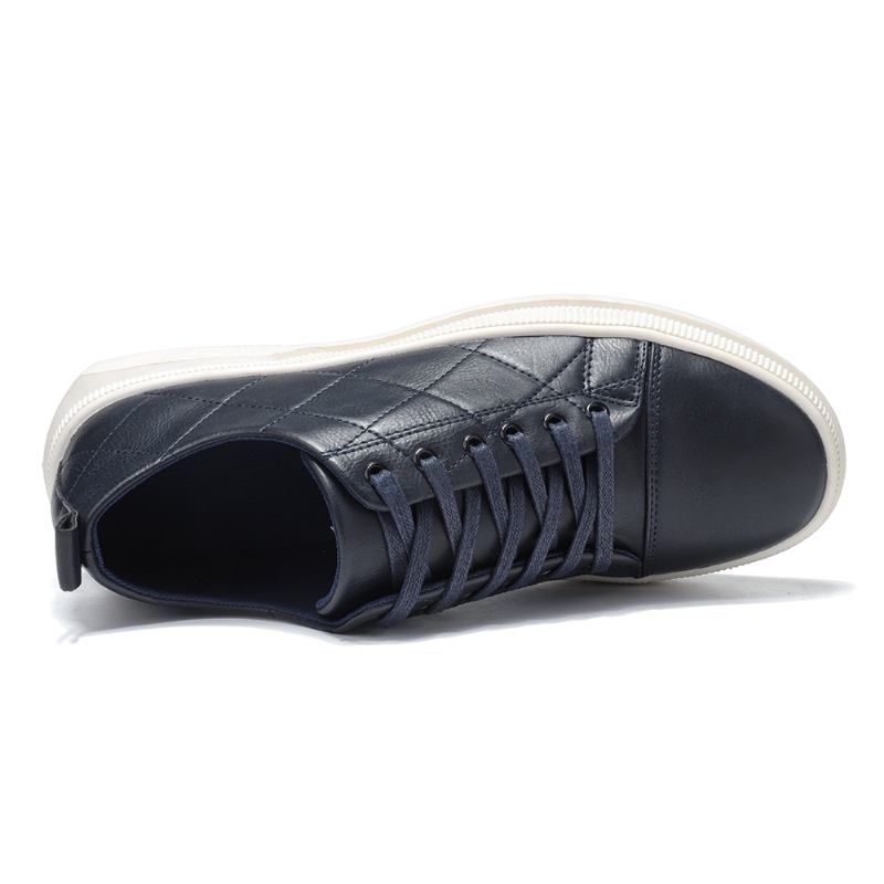 Män Ren Färg Microfiber Läder Halkfri Mjuk Sula Casual Sneakers