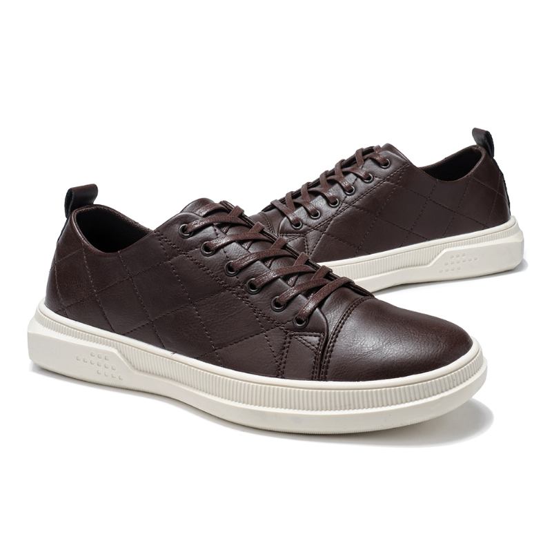 Män Ren Färg Microfiber Läder Halkfri Mjuk Sula Casual Sneakers