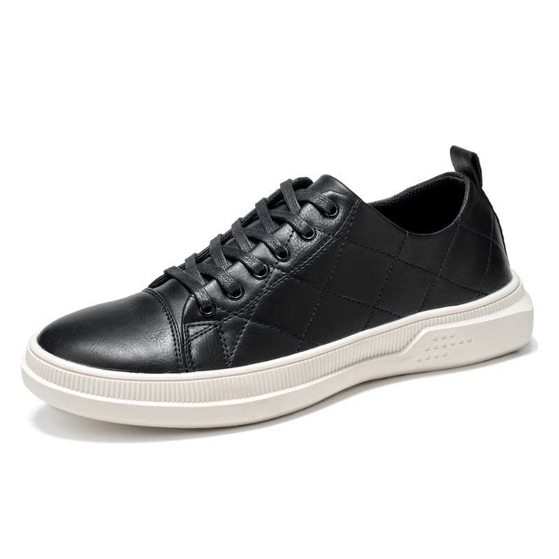 Män Ren Färg Microfiber Läder Halkfri Mjuk Sula Casual Sneakers