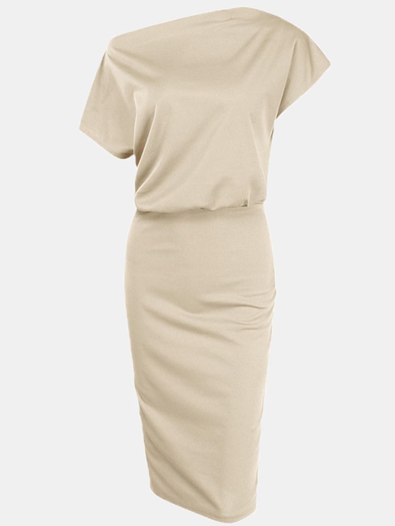 Elegant Bodycon-klänning I Enfärgad Off Shoulder-färg För Kvinnor