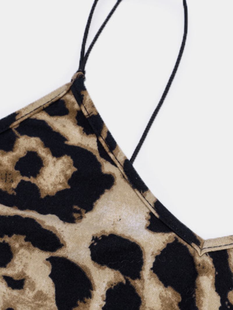 Leopard Snake Med Tryck Straps Ärmlös Casual Bodycon Klänning