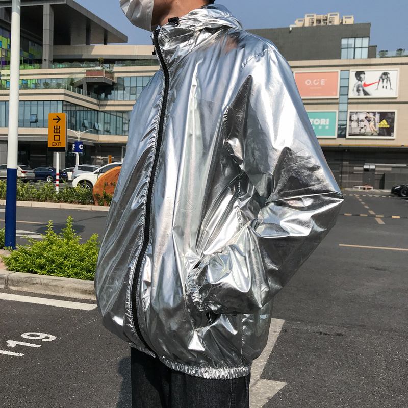 Guld Och Silver Reflekterande Lasershow Glänsande Jacka