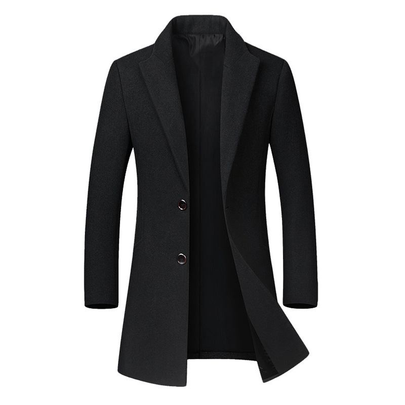 Herr Business Casual Ylle Trench Coat Mellanlånga Enkelknäppt Slim Fit Coat