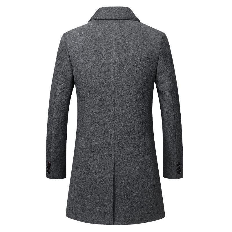 Herr Business Casual Ylle Trench Coat Mellanlånga Enkelknäppt Slim Fit Coat