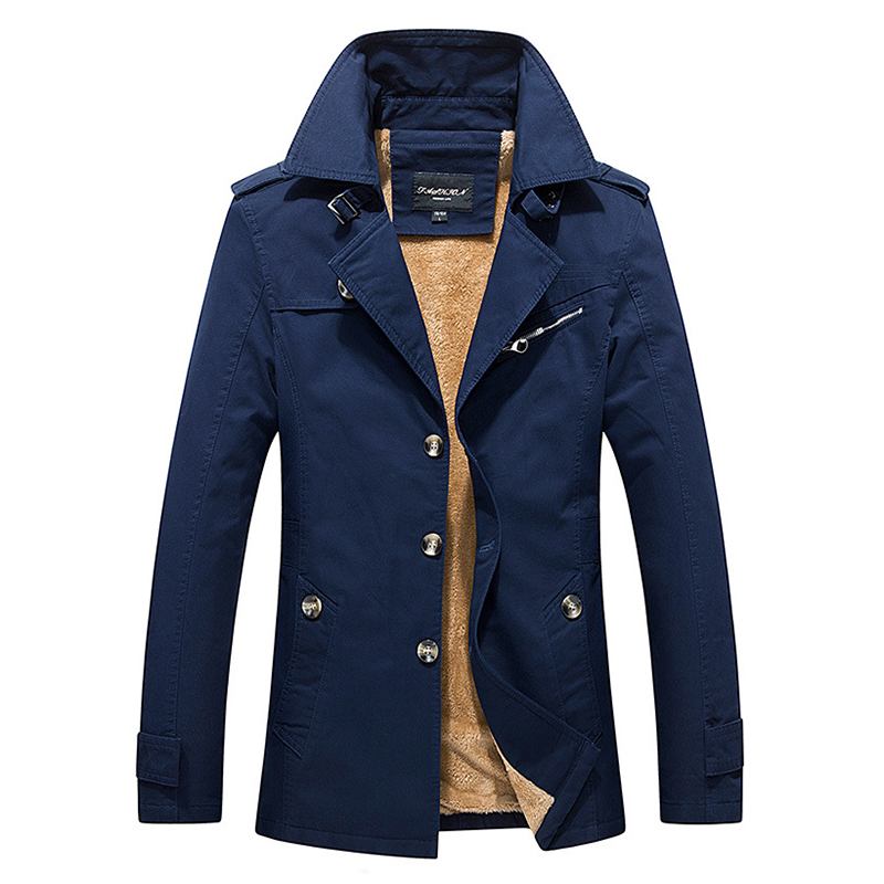 Tjock Varm Slim Snygg Mid Long Fall Winter Trench Coats