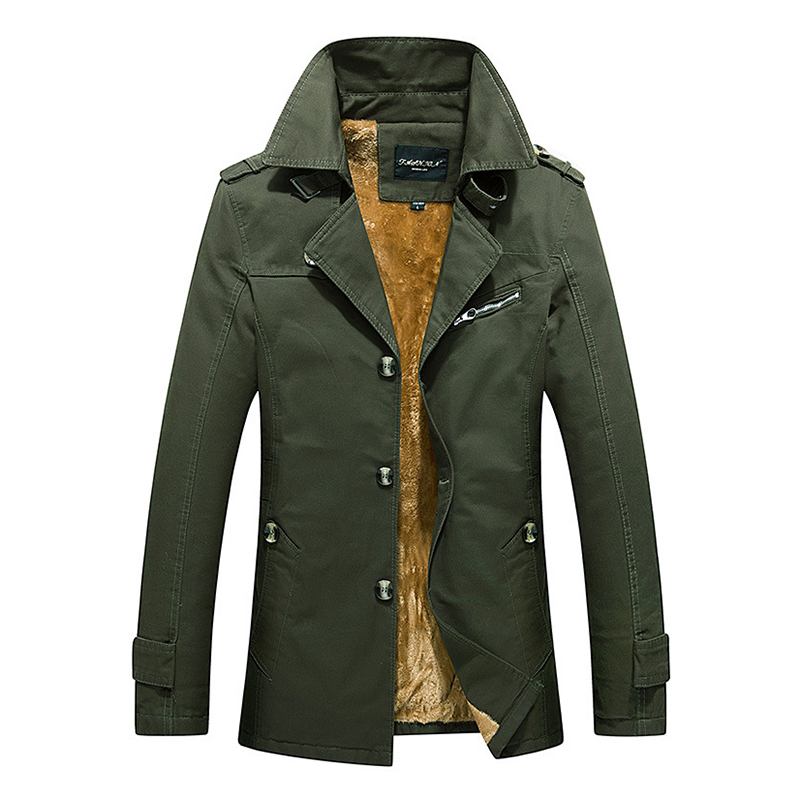 Tjock Varm Slim Snygg Mid Long Fall Winter Trench Coats