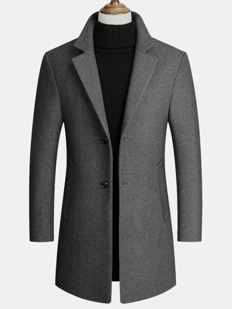 Ullblandningar För Män Mellanlånga Kappor Business Casual Ull Trenchcoats