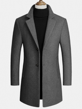 Ullblandningar För Män Mellanlånga Kappor Business Casual Ull Trenchcoats