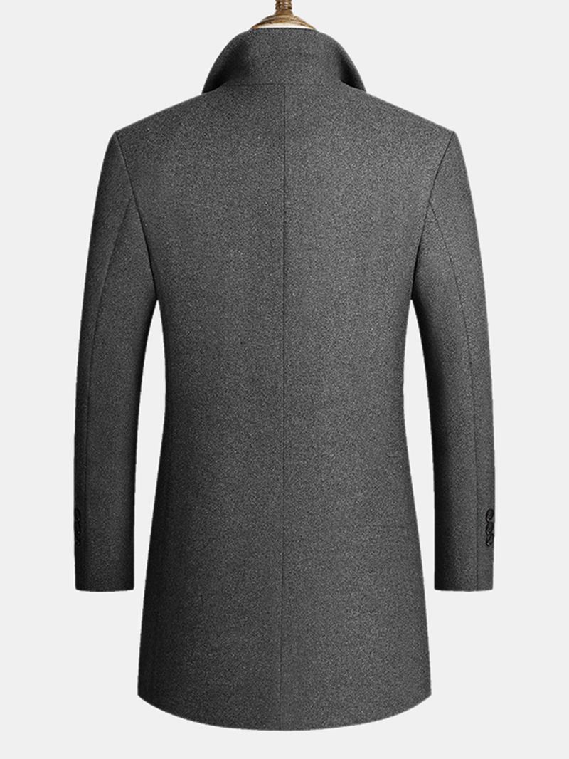 Ullblandningar För Män Mellanlånga Kappor Business Casual Ull Trenchcoats