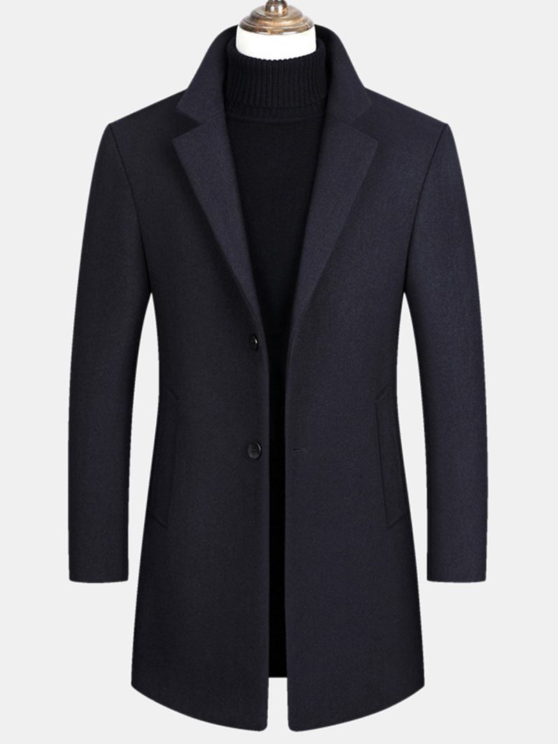 Ullblandningar För Män Mellanlånga Kappor Business Casual Ull Trenchcoats