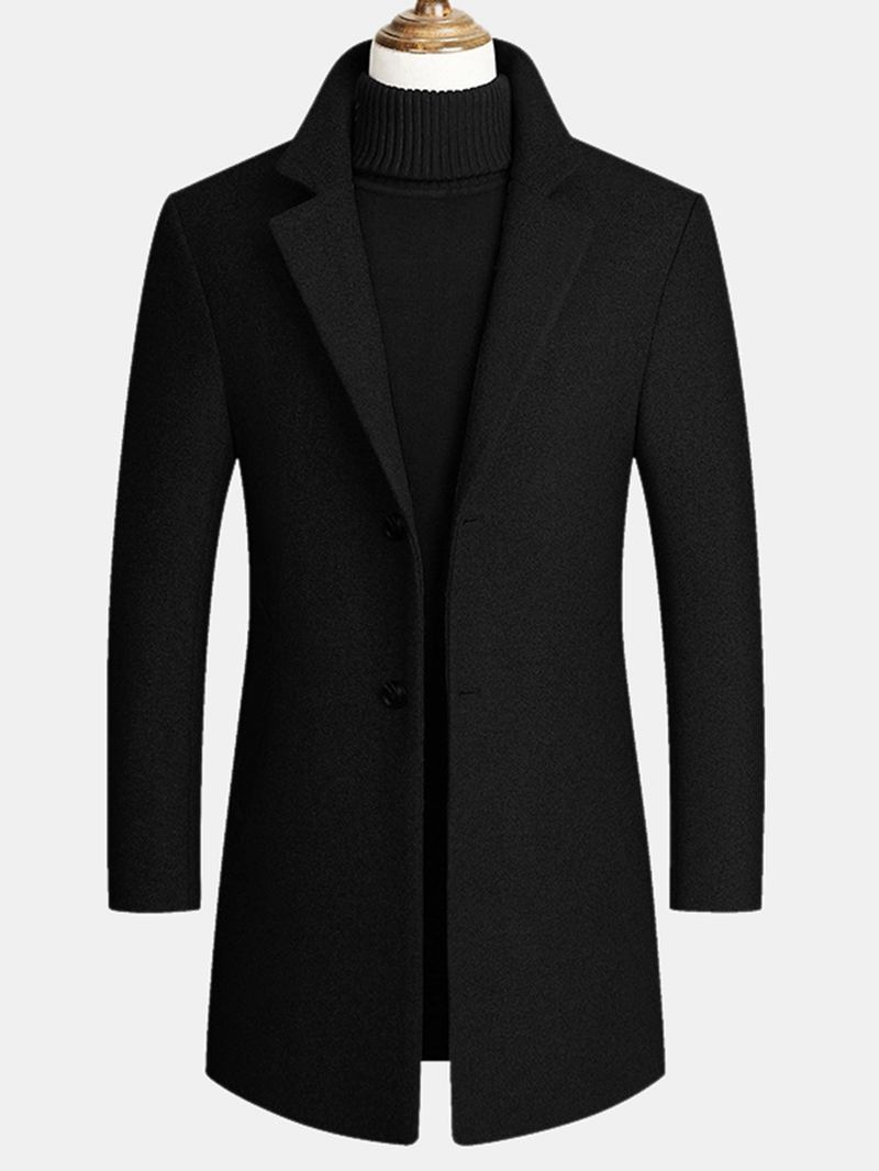 Ullblandningar För Män Mellanlånga Kappor Business Casual Ull Trenchcoats