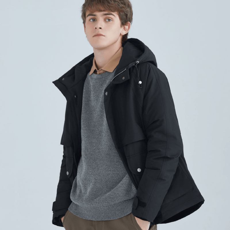 All-match Short White Duck Dun Hood Jacket Herr