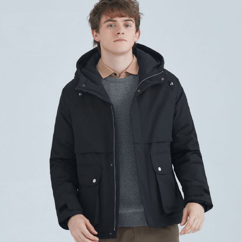 All-match Short White Duck Dun Hood Jacket Herr