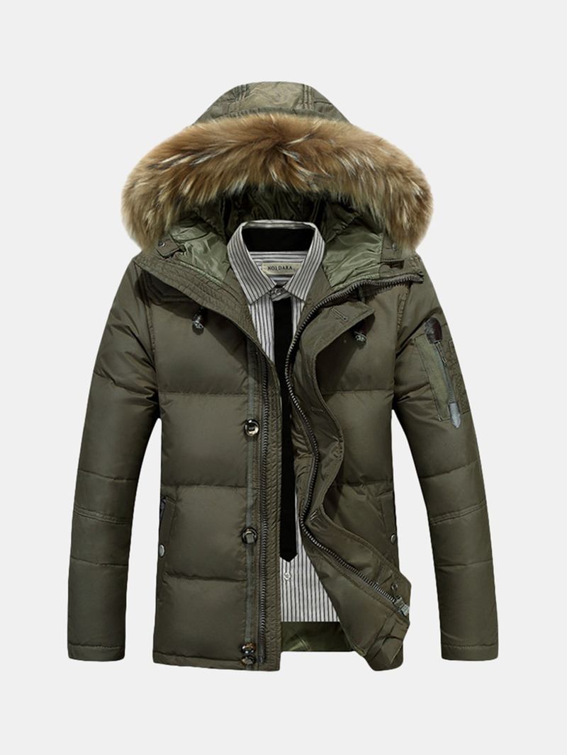 Herr Vinter Tjock Varm Dunjacka Furry Hood Padded Parka