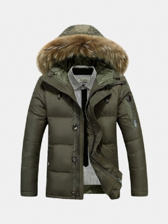 Herr Vinter Tjock Varm Dunjacka Furry Hood Padded Parka