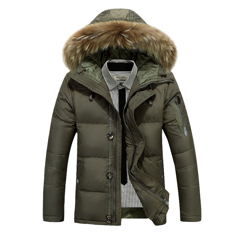 Herr Vinter Tjock Varm Dunjacka Furry Hood Padded Parka