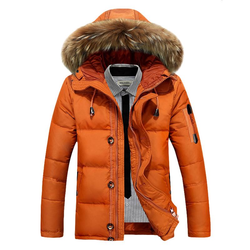 Herr Vinter Tjock Varm Dunjacka Furry Hood Padded Parka