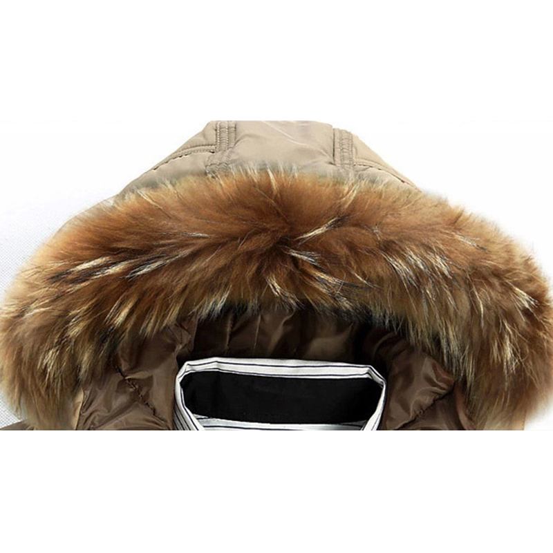 Herr Vinter Tjock Varm Dunjacka Furry Hood Padded Parka