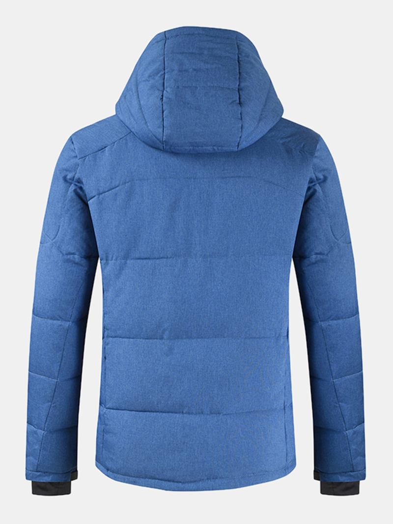 Herr Vinter Warm Thicken Dragkedja Detalj Enfärgad Hooded Down Kappa