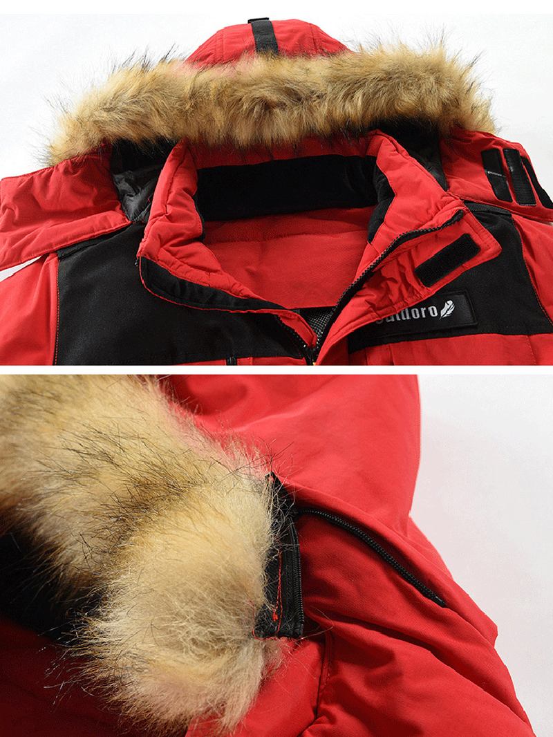 Herr Winter Thicken Multi-pocket Zipper Fur Hooded Warm Down Coat