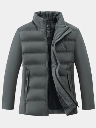 Män Thicken Enfärgade Stand Collar Pocket Down Jacket