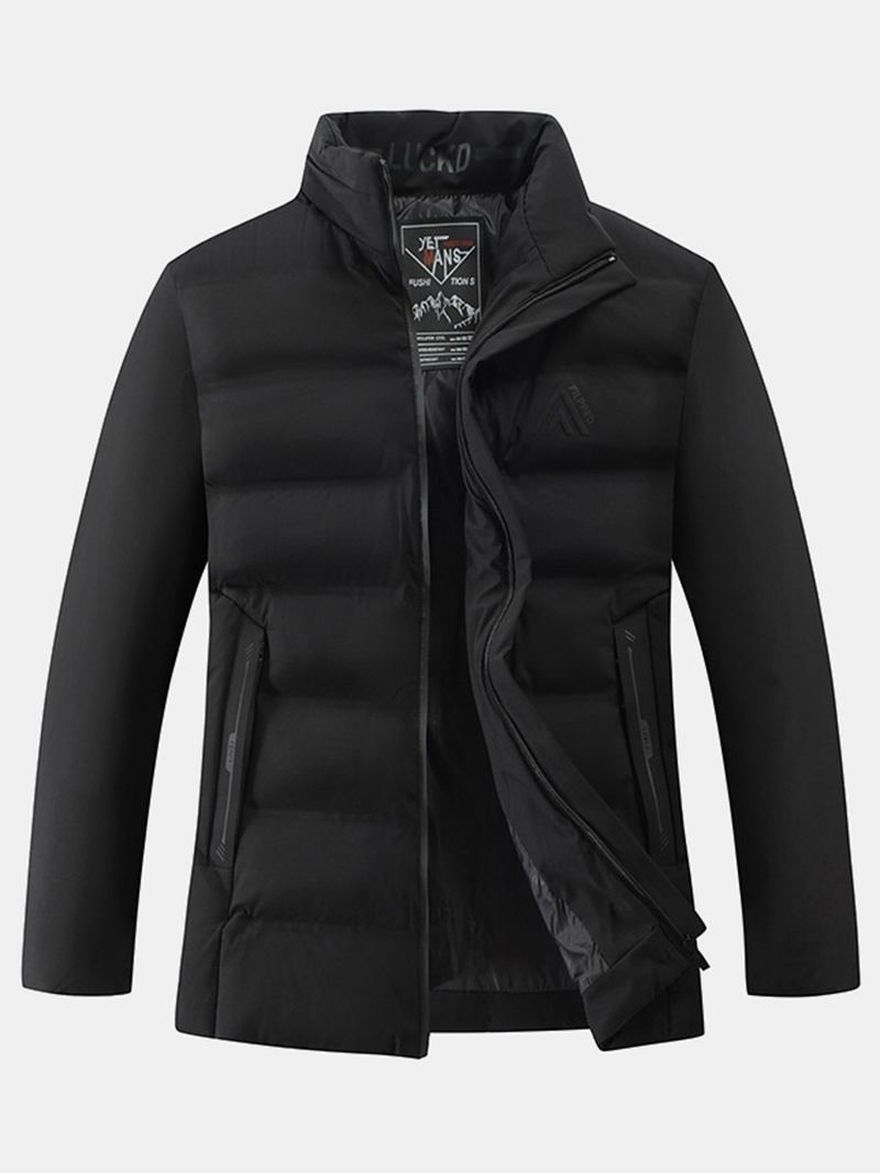 Män Thicken Enfärgade Stand Collar Pocket Down Jacket