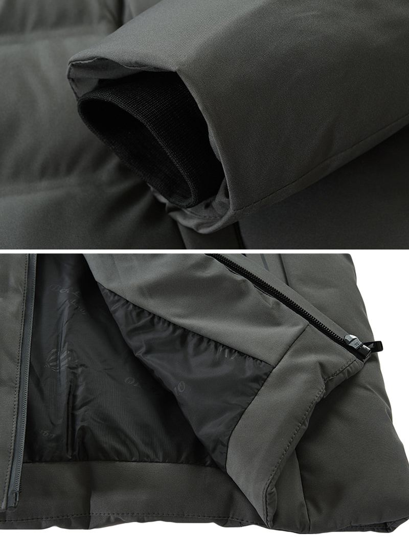 Män Thicken Enfärgade Stand Collar Pocket Down Jacket