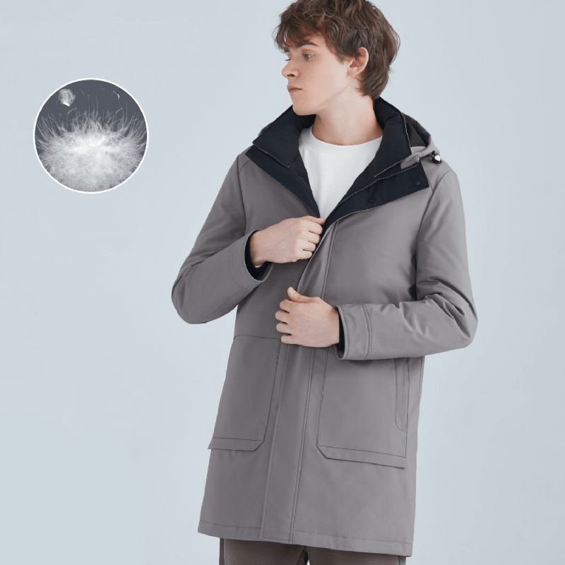 Mode White Duck Down Hooded Down Jacket Herr