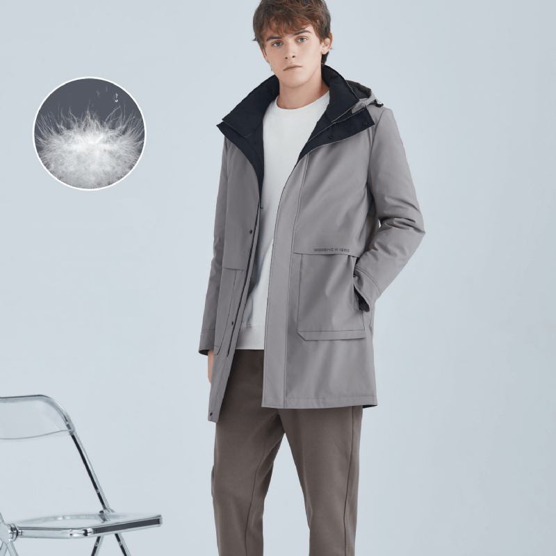 Mode White Duck Down Hooded Down Jacket Herr