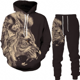 3d Digital Med Tryck Animal Lion Sweatshirt Sweatpants